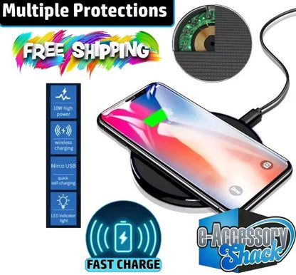 Wireless Fast Charger Charging Pad Dock for Samsung iPhone Android Cell Phone
