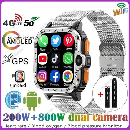 4G Android Smart Watch 2G 16G/64G ROM GPS SIM Card WiFi Dual Camera Smartwatch