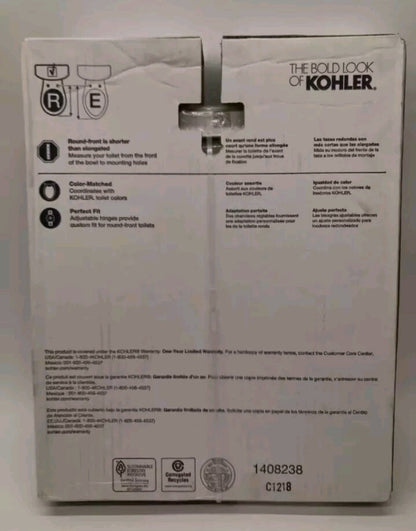 KOHLER Toilet Seat 20111-0  Grip Tight Brevia QC PB Round Front