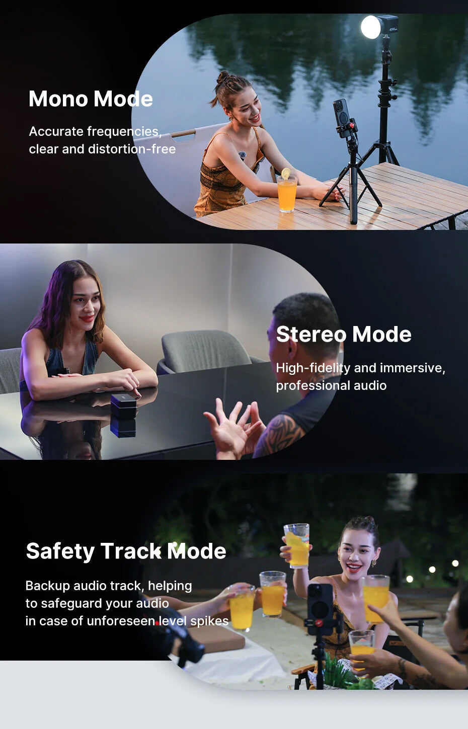 U-Mic Stereo Wireless Lavalier Microphone for DSLR Phone Interview Video Record