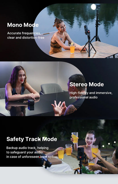 U-Mic Stereo Wireless Lavalier Microphone for DSLR Phone Interview Video Record