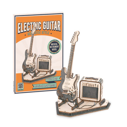 ROKR 3D Wooden Puzzle Electric Guitar Model Kit Puzzle Toy Decor for Adult Gifts