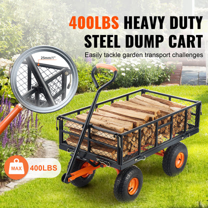Garden Dump Cart Heavy-duty Metal Yard Carts and Wagons 400 lbs Loading