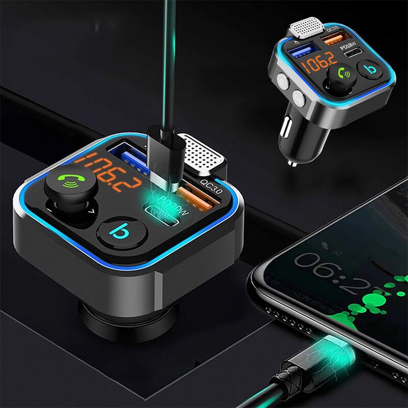 Bluetooth FM Transmitter Car Adapter QC3.0 PD USB Charger FM Radio Handsfree /