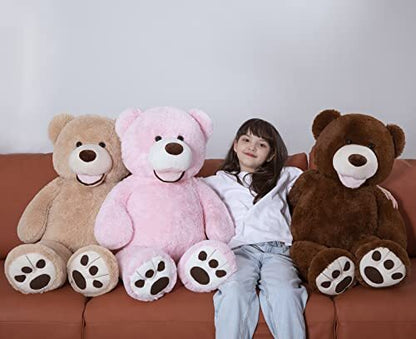 Giant Teddy Bear with Big Footprints Plush Stuffed 39 inches Light Brown