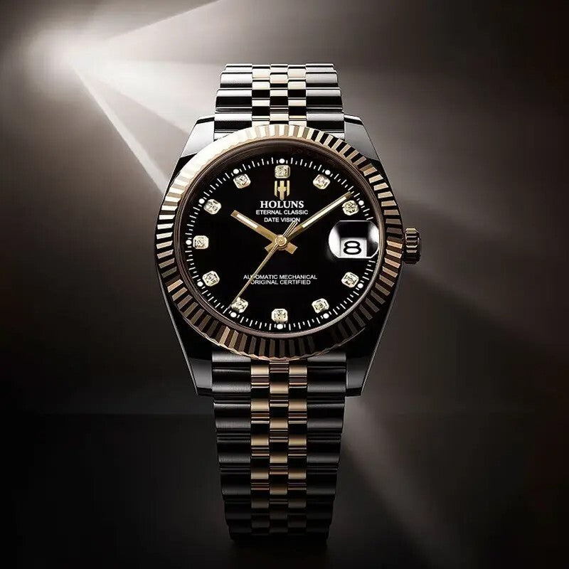 HOLUNS Watch Waterproof AUTOMATIC MECHANICAL BLACK & GOLD