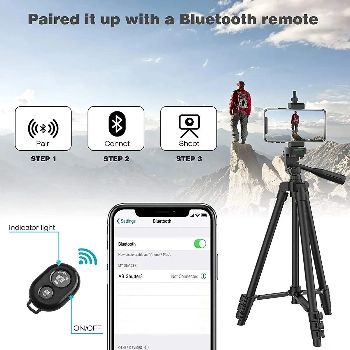 Adjustable Tripod Professional Camera Mount Stand Holder Bluetooth Remote Phone