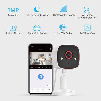 Smart Indoor/Outdoor 2K Security Camera - AI Detection, 2-Way Audio, Waterproof