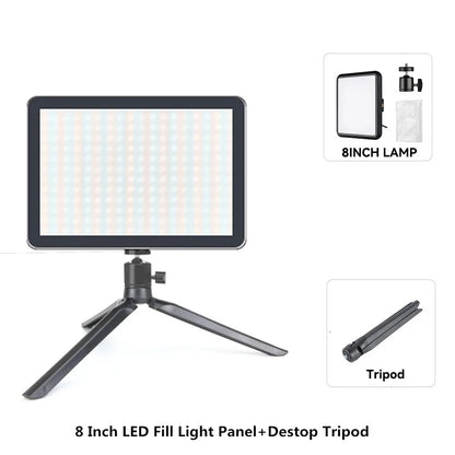 8/12 Inch LED Photography Video Light Panel Lighting Photo Studio Lamp Kit