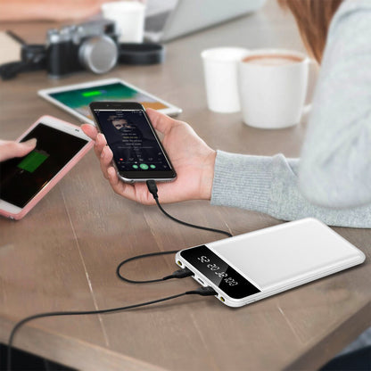 10000mAh Power Bank Dual USB Slim External Battery Pack Charger with LCD Display