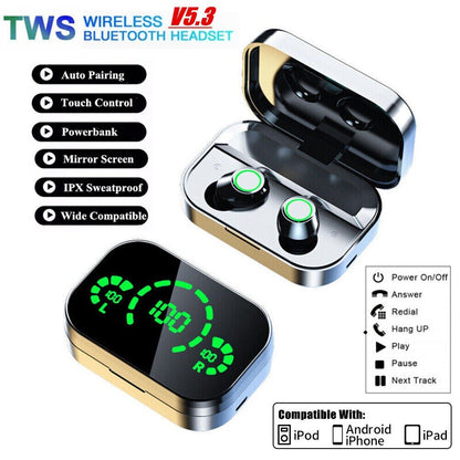 Bluetooth Earphones Headphones For Apple iPhone 16/15/Pro/14/13/12/11/X Earbuds