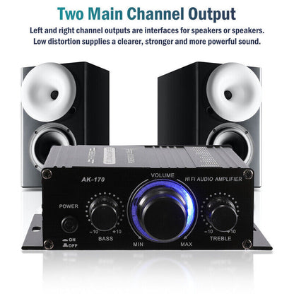 12V Car Household Stereo Mini Hi-Fi Amplifier 2 Channel Audio Power Amp 400W NEW