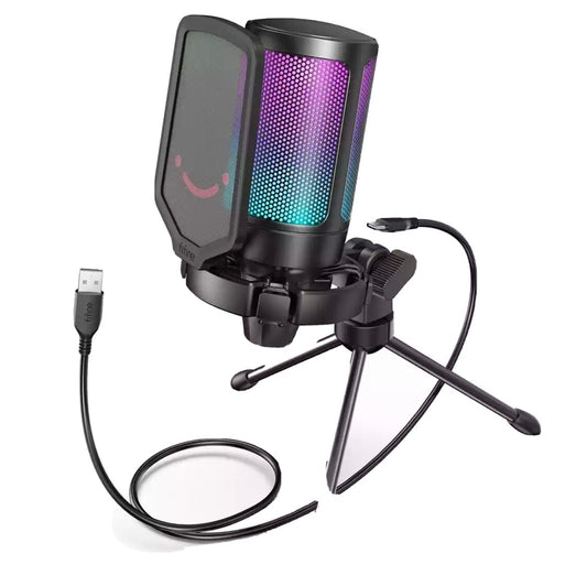 FIFINE Gaming Microphone USB PC Mic for Streaming Podcasts Recording Condense...