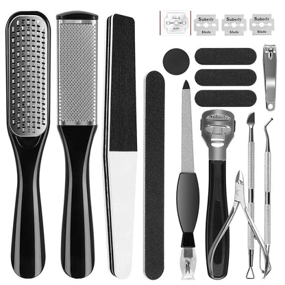 Pedicure Kit Set 23 in 1 Stainless Steel Foot Rasp Peel Callus Dead Skin Remover