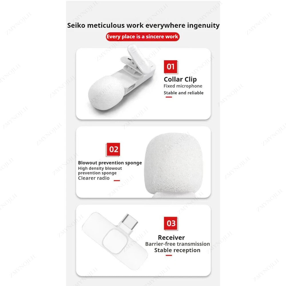 New Wireless Lavalier Microphone Portable Audio Video Recording Mini Microphone