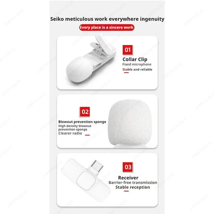 New Wireless Lavalier Microphone Portable Audio Video Recording Mini Microphone