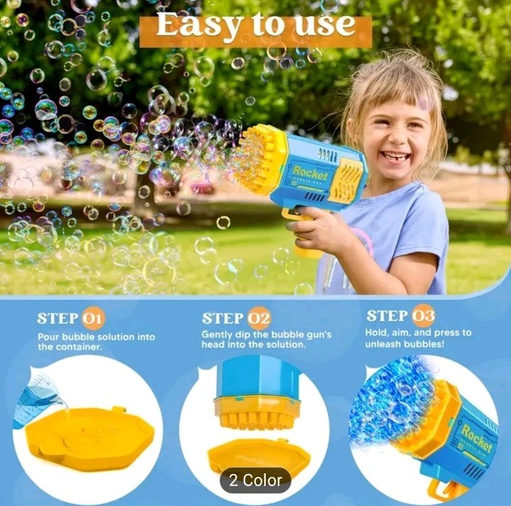 Bubble Machine Gun with Colorful Lights Automatic Bubble Maker Gun