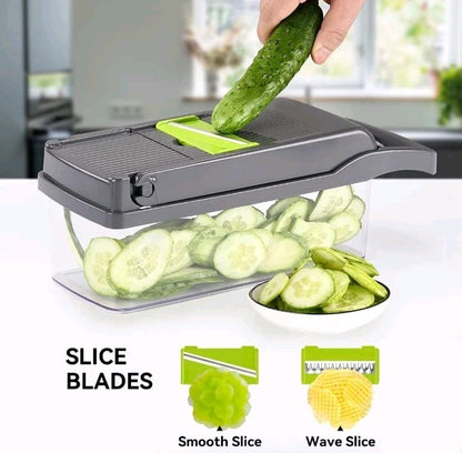 12-in-1 Vegetable Chopper Slicer Dicer Cutter with Container Kitchen Tool Set