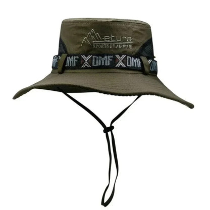 Summer Men Bucket Hat Outdoor UV Protection Wide Brim Panama Safari Hunting