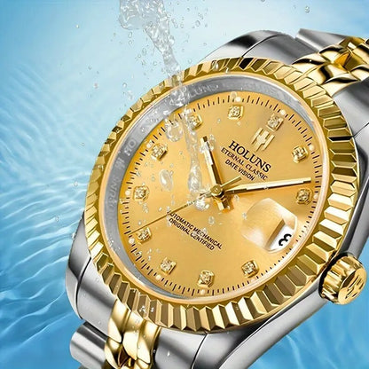 HOLUNS Watch Waterproof AUTOMATIC MECHANICAL BLACK & GOLD