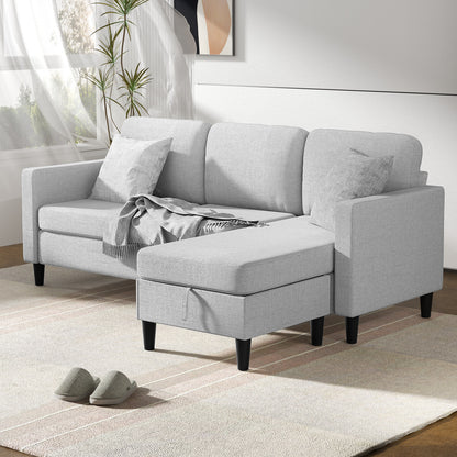 Small Sectional Sofa with Storage Ottoman,3 Seater L Shaped Sofa for Living Room