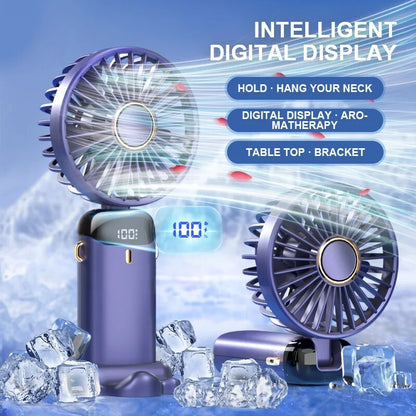 Portable Handheld Personal MINI face Fan 5Speeds Rechargeable Folding For Travel