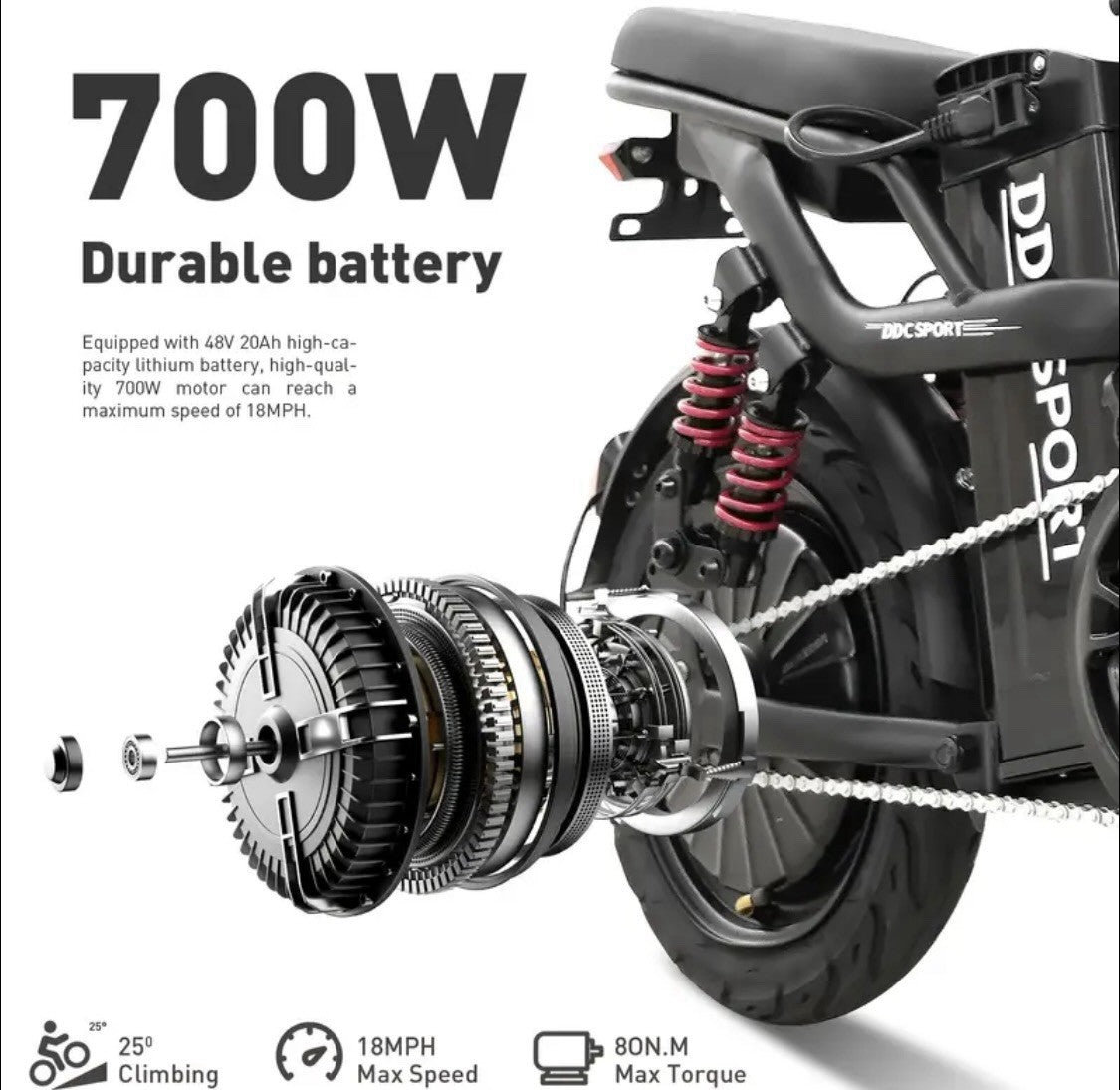 18MPH Commuter, LCD Display, 31 Mile Range, Electric Bike for Adults, 700W Motor