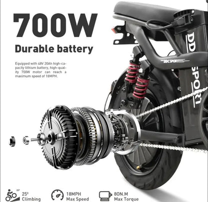 18MPH Commuter, LCD Display, 31 Mile Range, Electric Bike for Adults, 700W Motor