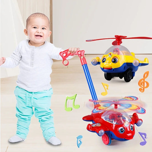 Baby Walker Toy | Hand Push Plane Car for Toddlers Push Along Walking for Kids