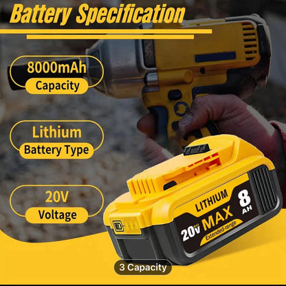 20V 8.0Ah Lithium-ion Battery for DeWalt 20Volt Power Tools DCB200 DCB205 DCB206