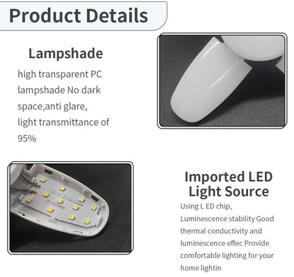 E27 LED Bulb Fan Blade Lamp Foldable For Home Shop Garage Ceiling Fixture Lights