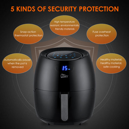 UTEN 5Qt/5.9Qt Electric Air Fryer Hot Oven Oilless Cooker Time/Temp Control