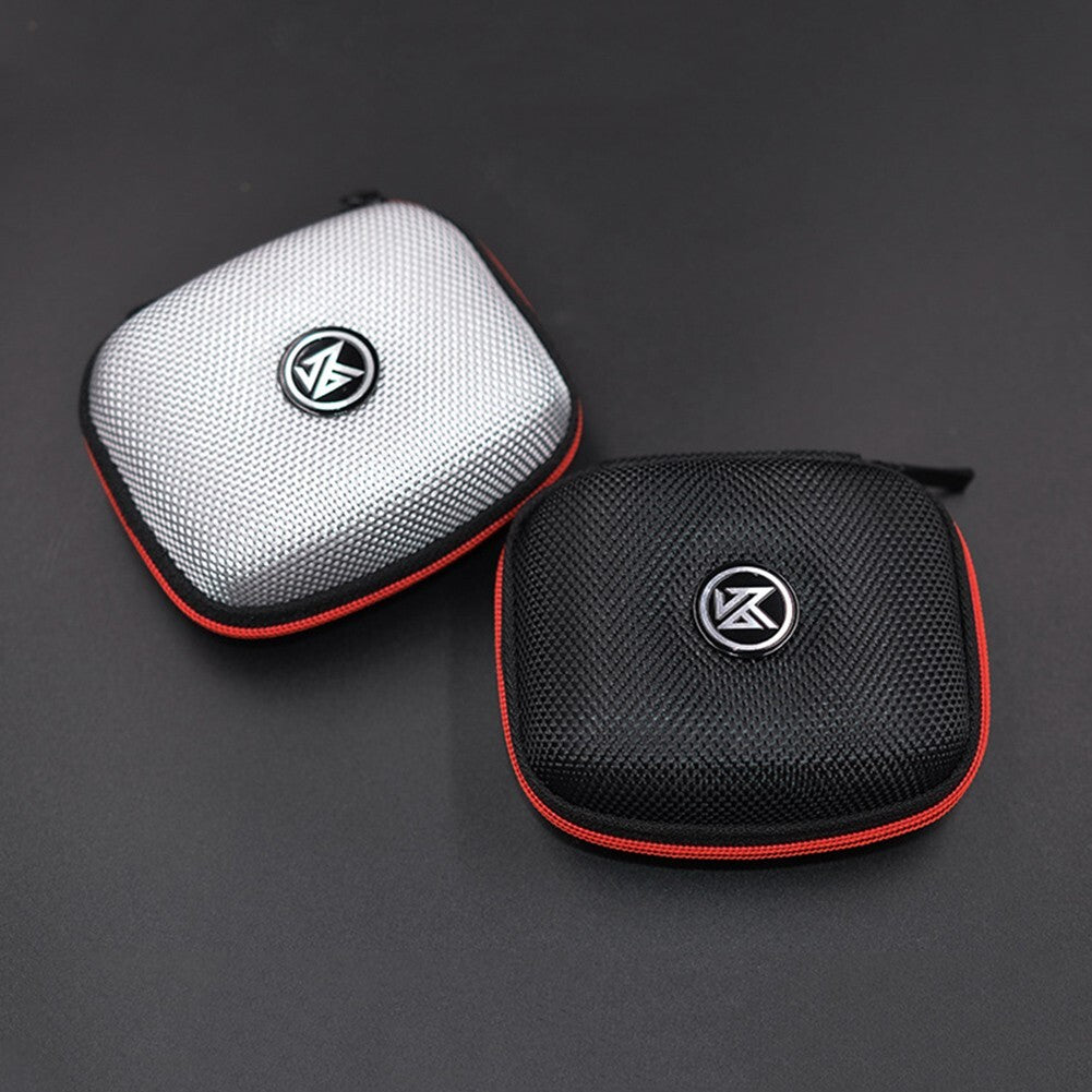 Portable Square Earphone Case Box with Mesh Pocket Headset Storage Black