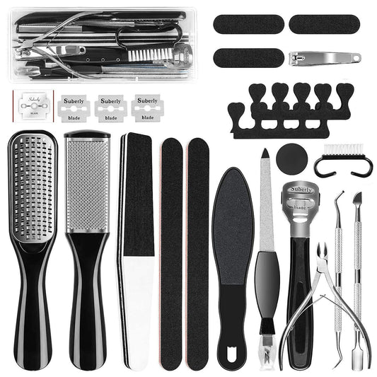 Pedicure Kit Set 23 in 1 Stainless Steel Foot Rasp Peel Callus Dead Skin Remover