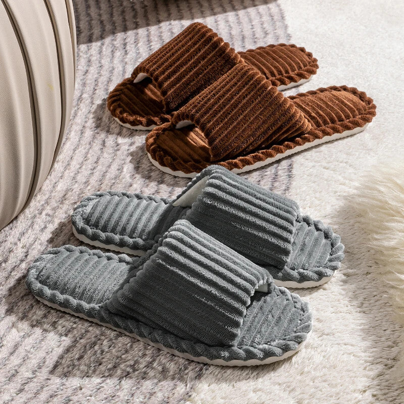 Men's Autumn Winter Indoor Slippers Bedroom Soft Sole Slides Footwear