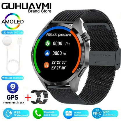 Fitness Tracker NFC Smartwatch Waterproof GPS Heart Rate Bluetooth Call Android