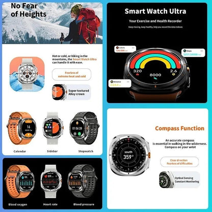 NEW Ultra Men 32GB GPS Smart Watch AMOLED Screen 1.5" Fitness & Health Tracking