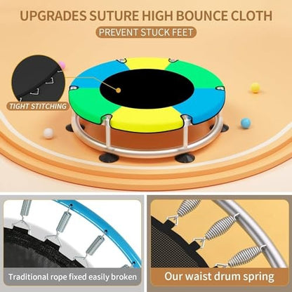 Trampoline for Kids, Update T-handrail Adjustable Baby Toddler Trampoline with