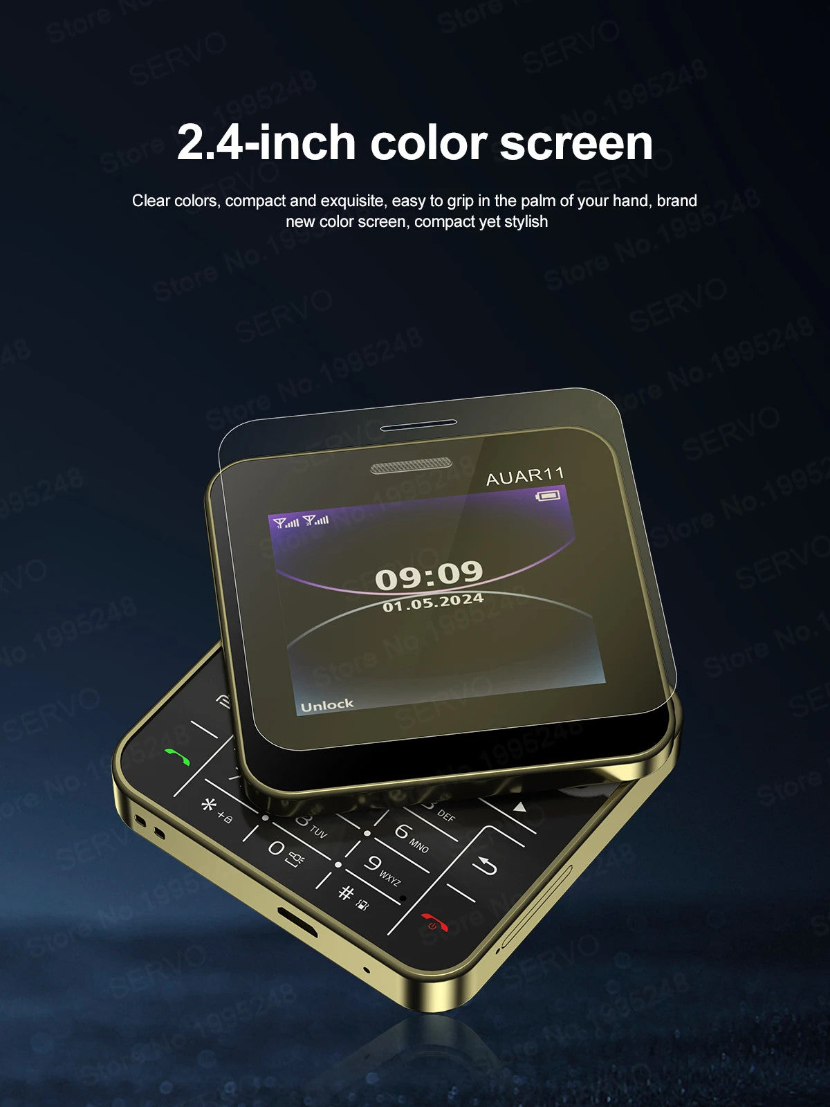 SERVO Rotating Sliding Mini Mobile Phones 2.4“ GSM Blacklist Speed Dail Dual SIM
