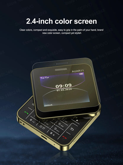 SERVO Rotating Sliding Mini Mobile Phones 2.4“ GSM Blacklist Speed Dail Dual SIM