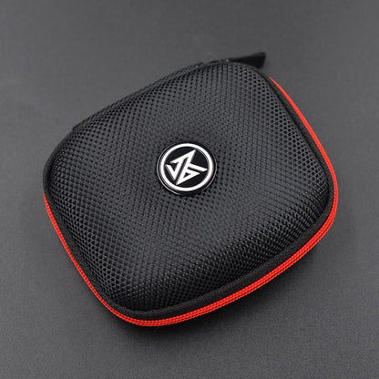 Portable Square Earphone Case Box with Mesh Pocket Headset Storage Black