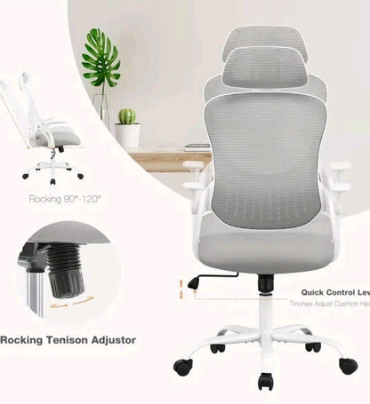 Ergonomic Office Chair, High Back Desk Chair with Flip-up Armrest
