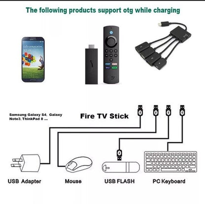 Micro USB Charging OTG Hub Splitter Cable for Smart Phone Android Tablet 4 In 1