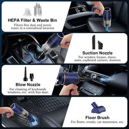 Lightweight Portable Vacuum Cleaner - 9000Pa Strong Suction Ideal for Cars