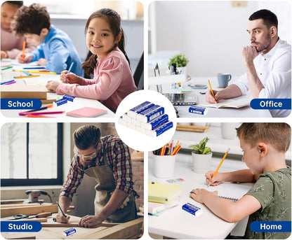 12 Pack Pencil Erasers, Large White Erasers for School, Art 12 Pack,