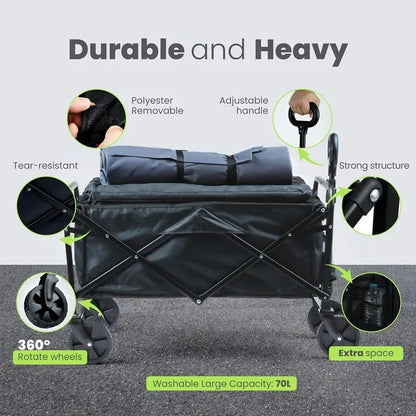 #HeavyDutyWagon 680 lb Capacity All-Terrain Folding Cart – Stainless Steel Frame