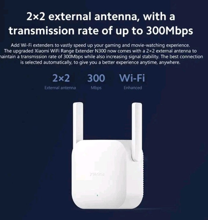 Xiaomi WiFi Range Extender N300 2.4GHz 300Mbps Signal Booster Wireless Repeater