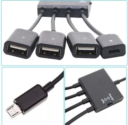 Micro USB Charging OTG Hub Splitter Cable for Smart Phone Android Tablet 4 In 1