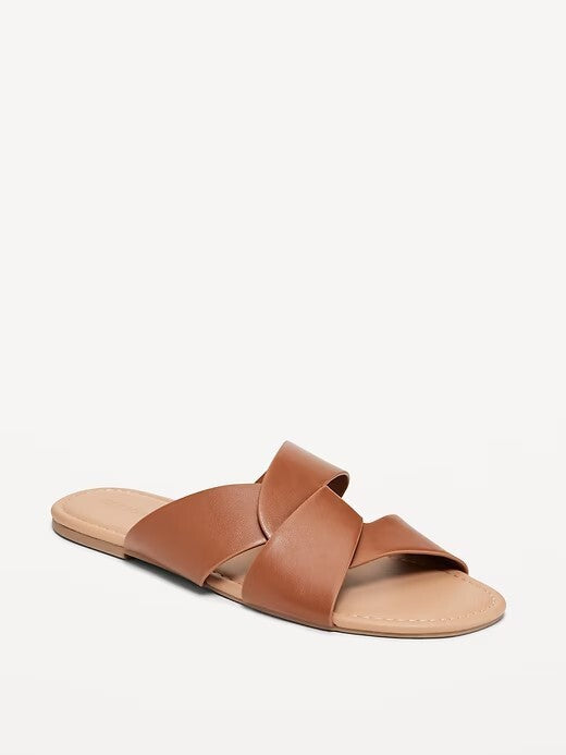 NEW with Tags Old Navy Faux-Leather Link Strap Sandals Brown Women's 6.5