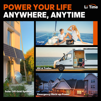 LiTime 12V 100Ah LiFePO4 Deep Cycle Lithium Battery for RV Solar Trolling Motor